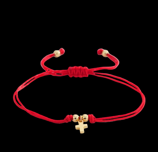 Гривна Червен Конец С Елемент Кръст 6